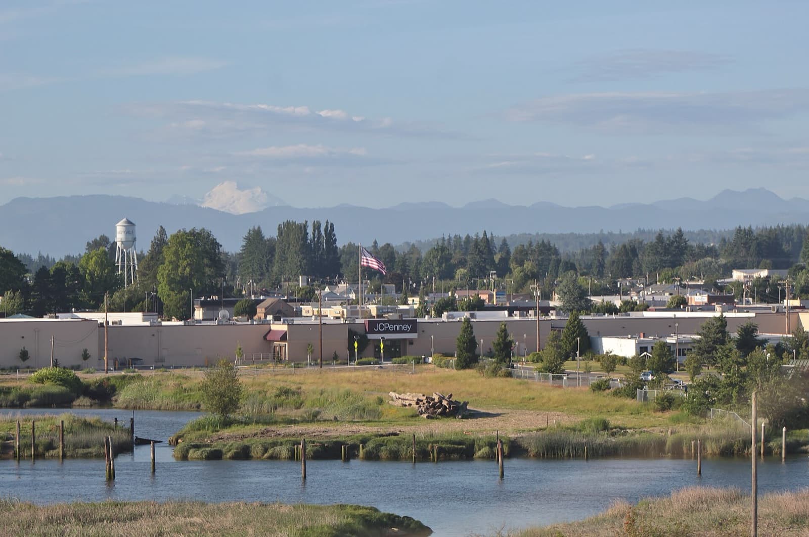 Downtown Marysville across Ebey Slough