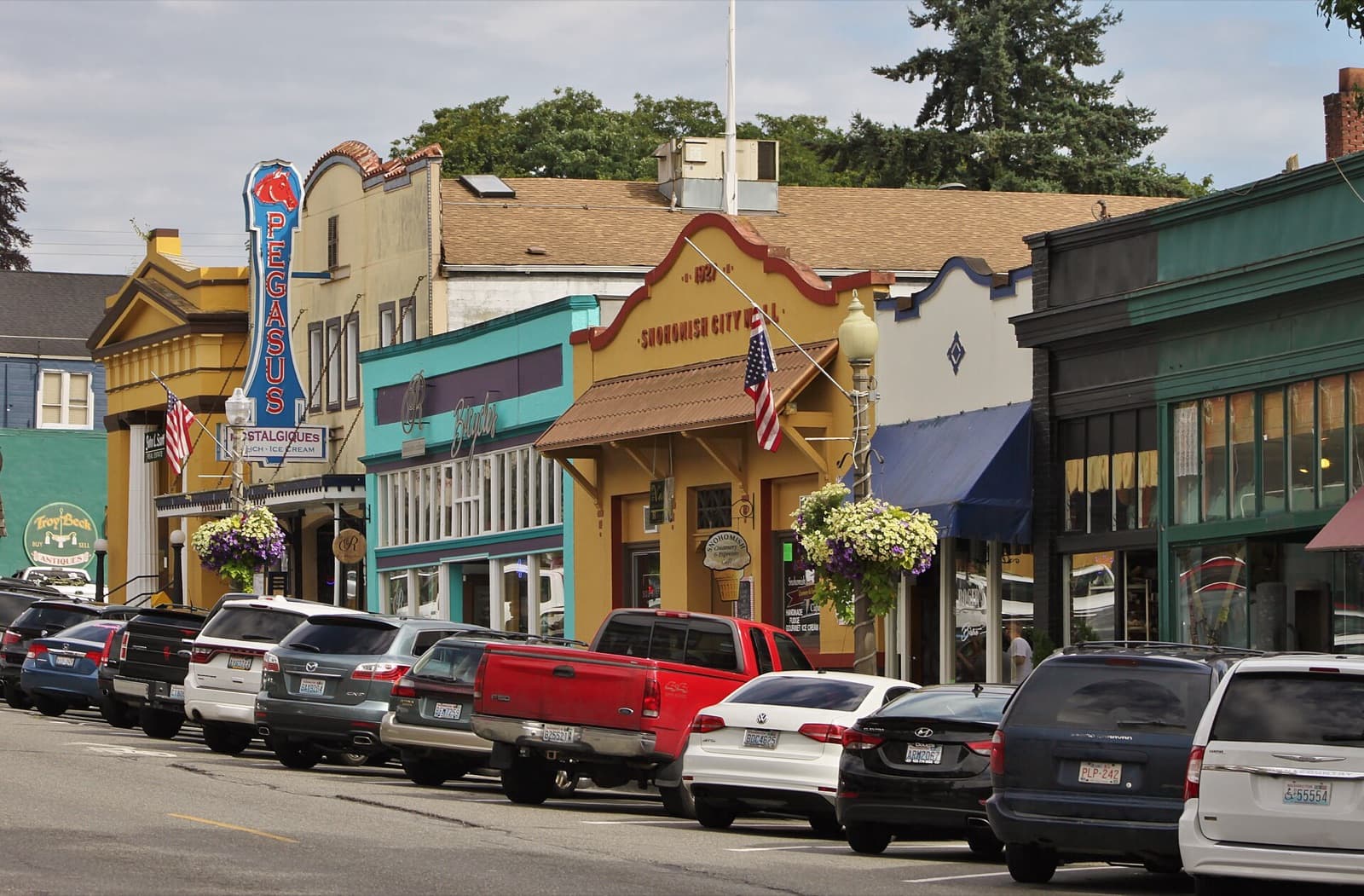 Historic storefronts on First Street in downtown Snohomish